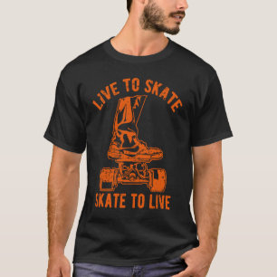 T-shirt Live to Skate Patiner to Live Skateboard Distresse
