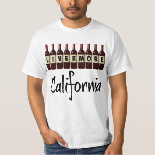 T-shirt Livermore Californie Bouteilles de vin rouge Dégus