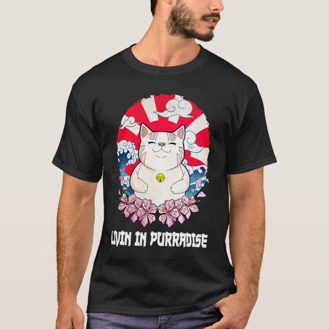 T-shirt Livin en Purradise Chat Hobby Kitten Pastime Chat  (Devant)