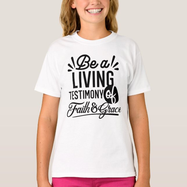 T-shirt Living Testimony Bible Quote Christian Motivation (Devant)