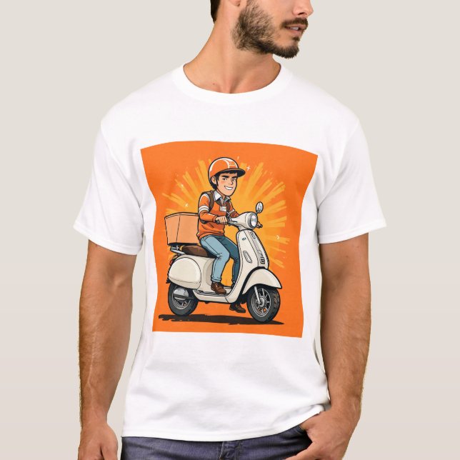 T-shirt Livraison Rider sur Scooter moderne (Devant)