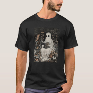 T-shirt Livre de lecture Fantôme Floral Gothique Halloween