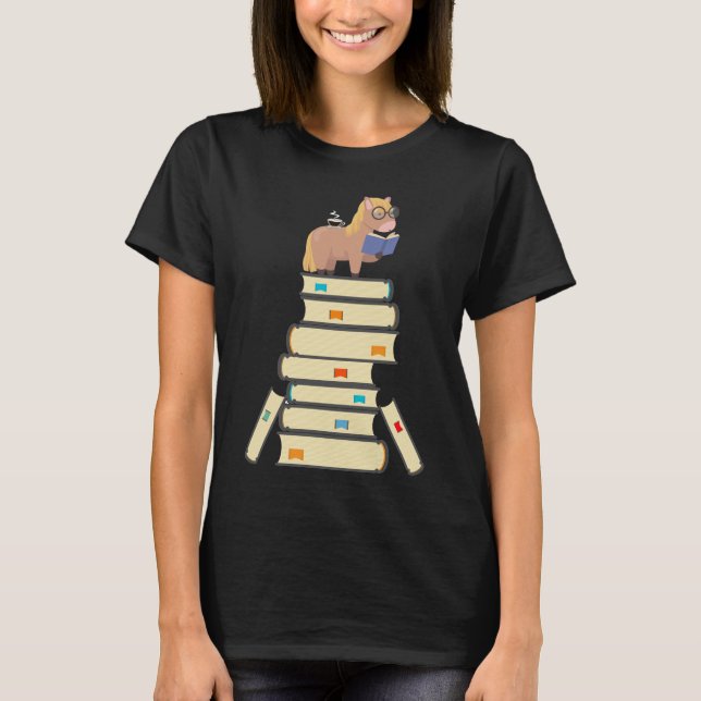 T-shirt Livre Lecture Pony Tea Coffee Kawaii Bookworm Hors (Devant)