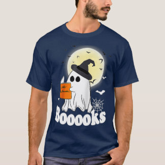 T-shirt Livres Boo Ghost Lecture Lune Citrouille Halloween