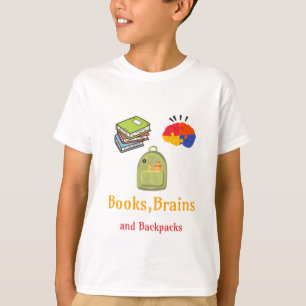 T-shirt Livres Cerveaux Et Sacs À Dos École Début