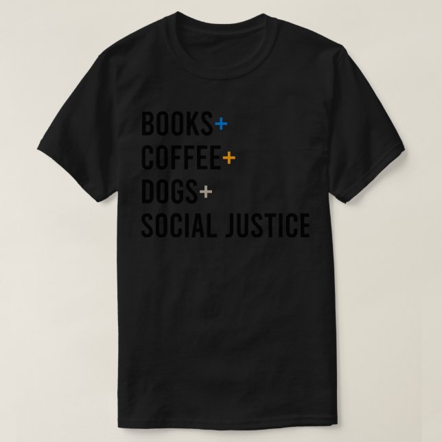 T-shirt Livres Chiens de café justice sociale (Design devant)