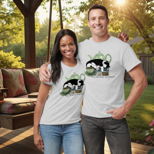 T-shirt Livres Confortables Chat Smoking Thé Mignon Théièr