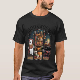 T-shirt Livres de lecture de fantôme rétro Chat Halloween