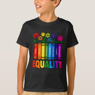 T-shirt Livres et fleurs arc-en-ciel d'égalité amour paix