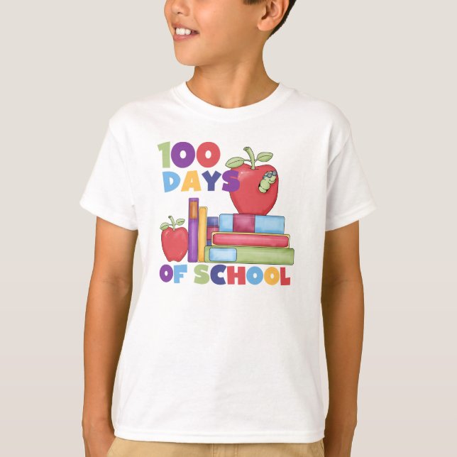 T-shirt Livres et Pommes 100 Jours de chemises scolaires (Devant)