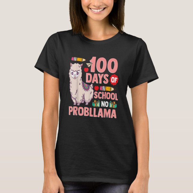 T-shirt Llama 100 Days Of School Gift No Probllama Teacher (Devant)
