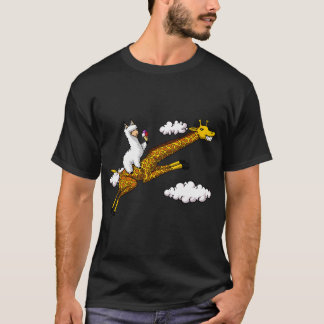 T-shirt Llama à cheval sur une girafe