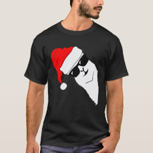 T-shirt Llama Alpaca Fun Amusant Chapeau de Père Noël Lune