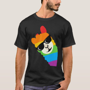 T-shirt Llama Alpaca Lunettes de soleil Arc-en-ciel Fierté