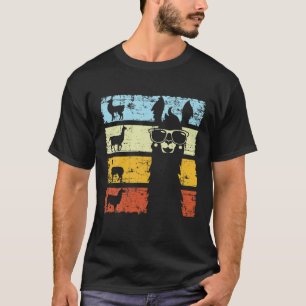 T-shirt Llama Alpaca Rétro Avec Lunettes De Soleil Utilis