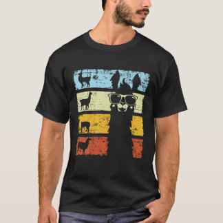 T-shirt Llama Alpaca Rétro Avec Lunettes De Soleil Utilisé