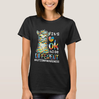 T-shirt Llama Autiste C'est OK D'être Différent Soutien Au