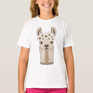 T-shirt Llama aux fleurs blanches
