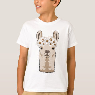 T-shirt Llama aux fleurs blanches