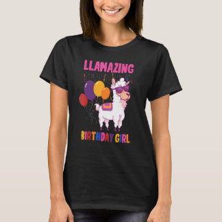T-shirt Llama Birthday Girl Alpaca Anniversaire Party Ball