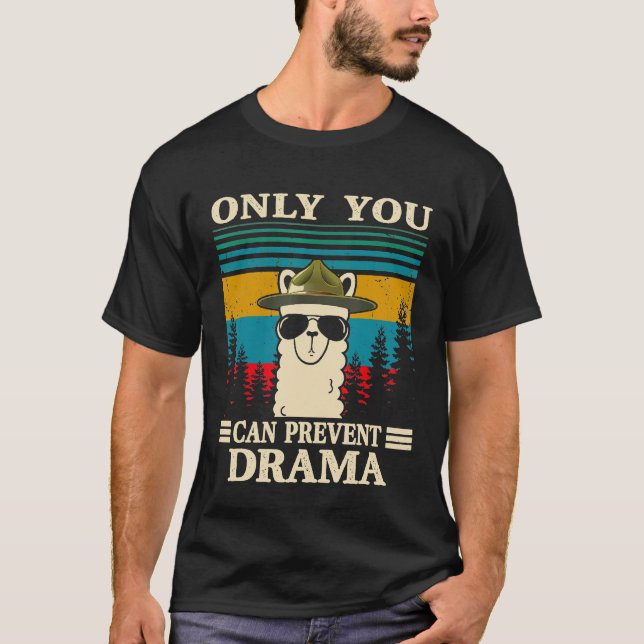 T-shirt Llama Camping Seulement Vous Pouvez Empêcher Drama (Devant)