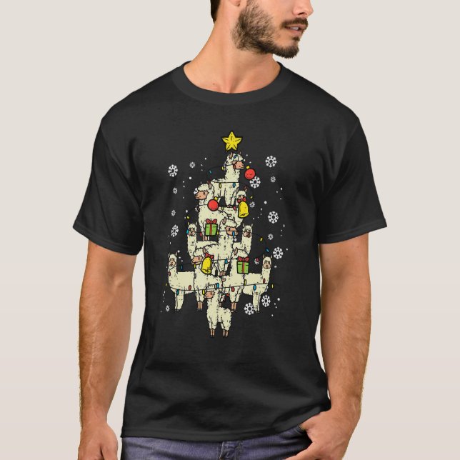T-shirt Llama Christmas Tree mignonne Xmas Alpaca Animal M (Devant)