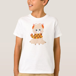 T-shirt Llama D'Automne, Llama Mignonne, Llama Avec Écharp