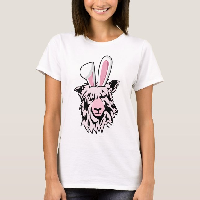 T-shirt Llama de Pâques / Alpaca avec Oreilles de Lapin (Devant)