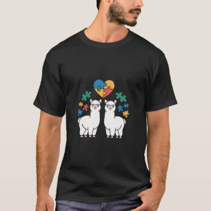 T-shirt Llama de sensibilisation à l'autisme Pièces de cœu