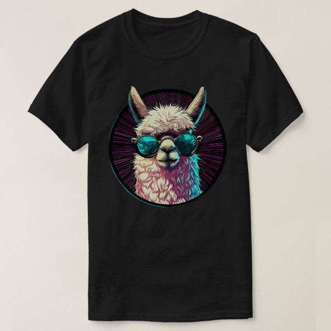 T-shirt Llama drôle branché en lunettes de soleil (Design devant)