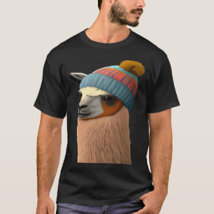 T-shirt Llama en bonnet humour hipster mignon