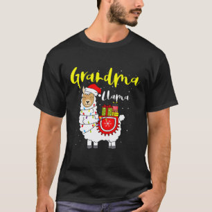 T-shirt Llama Grand-mère Lumières Chapeau de Père Noël Xma