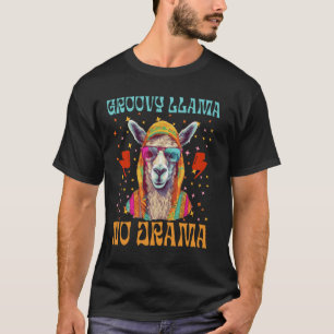 T-shirt Llama Groovy Sans Drame, Llama Drôle en Lunettes d