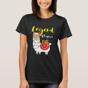 T-shirt Llama Légende Lumières Santa Chapa Xmas Pyjama Cor