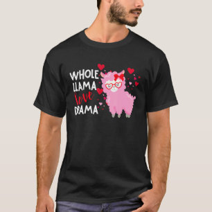 T-shirt Llama Llama Alpaca Love Valentines Jour Coeurs Gla
