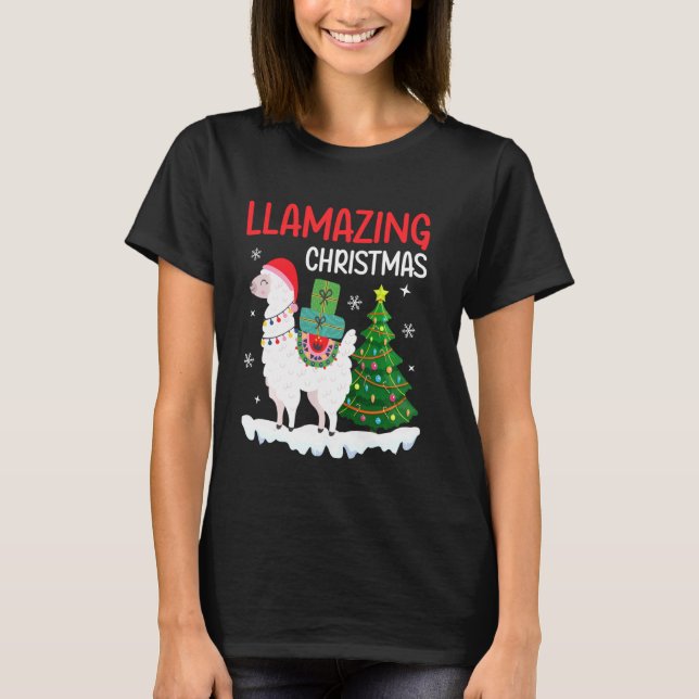 T-shirt Llama Llamaza Pyjamas de Noël Pour Fête de Noël H (Devant)