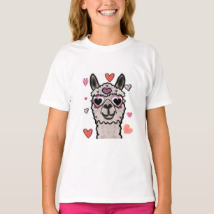 T-shirt Llama Love Hearts Valentine's