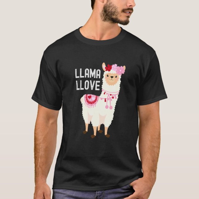T-shirt Llama Love Valentines Day Llama (Devant)