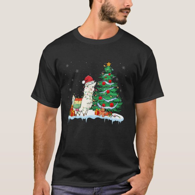 T-shirt Llama Lover Christmas Llama portant le Noël Noël N (Devant)
