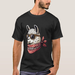 T-shirt Llama portant une écharpe léopard animal portant d