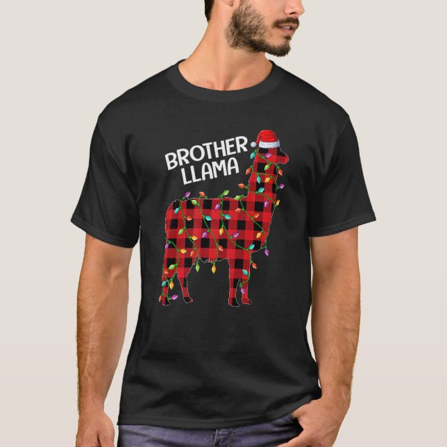 T-shirt Llama Red Buffalo Plaid Brother Llama Christmas Pa (Devant)