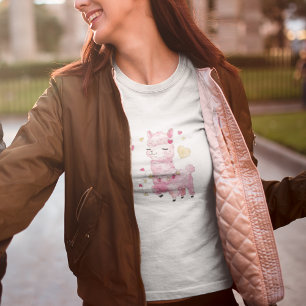T-shirt Llama Rose Aquarelle