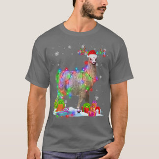 T-shirt Llama sapin de Noël Lumière Pyjama animal Noël