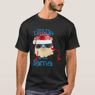 T-shirt Llama Sauver Le Drame Pas De Problème Noël Santa F