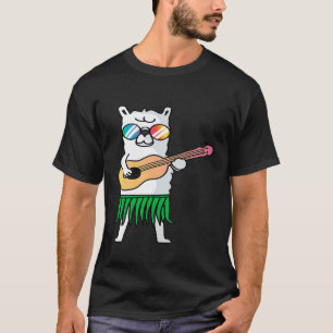 T-shirt Llama Ukulele Luau Mignon  Cool Hawaï Alpaga