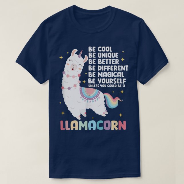 T-shirt Llama Unicorn Be A Llamacorn (Design devant)