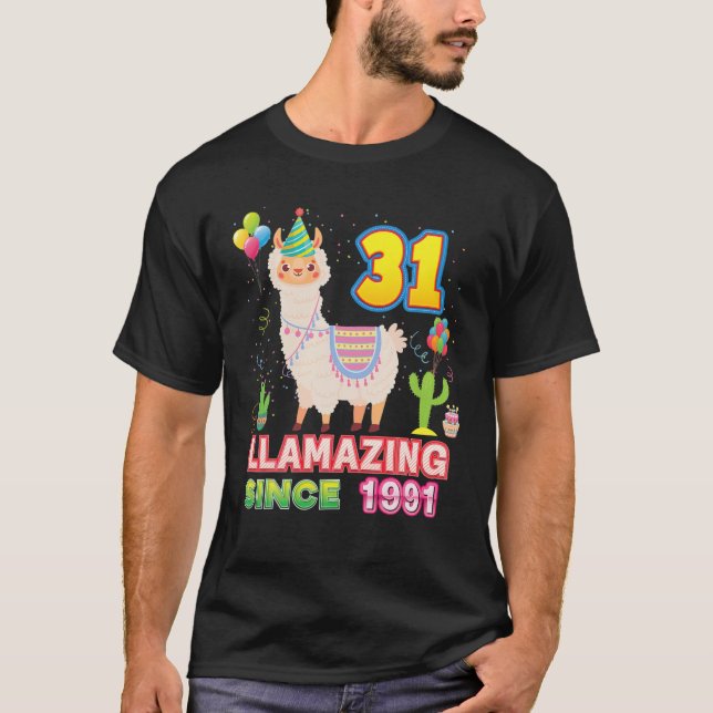 T-shirt Llamazing Since 1991 Amazing Llama 31St Birthday 3 (Devant)