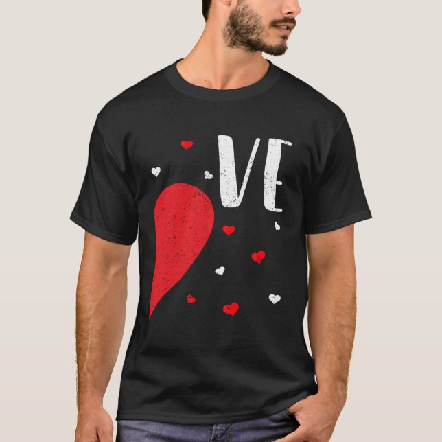 T-shirt LO VE Valentines Day Matching Couples Shirt Heart  (Devant)