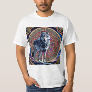 T-shirt Lobo Gris Místico en Diseño Celta
