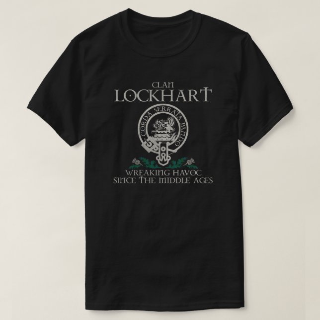 T-shirt Lockhart Clan crête écossaise nom de famille tarta (Design devant)